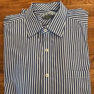 Johnston & Murphy Tailored Fit Blue & White Vertical Stripe Shirt